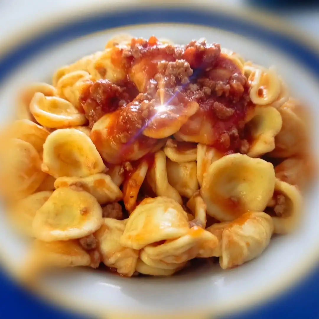 Orecchiette with Sauce and Brasciola