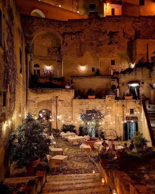 Matera by night with lights and magical atmospheres